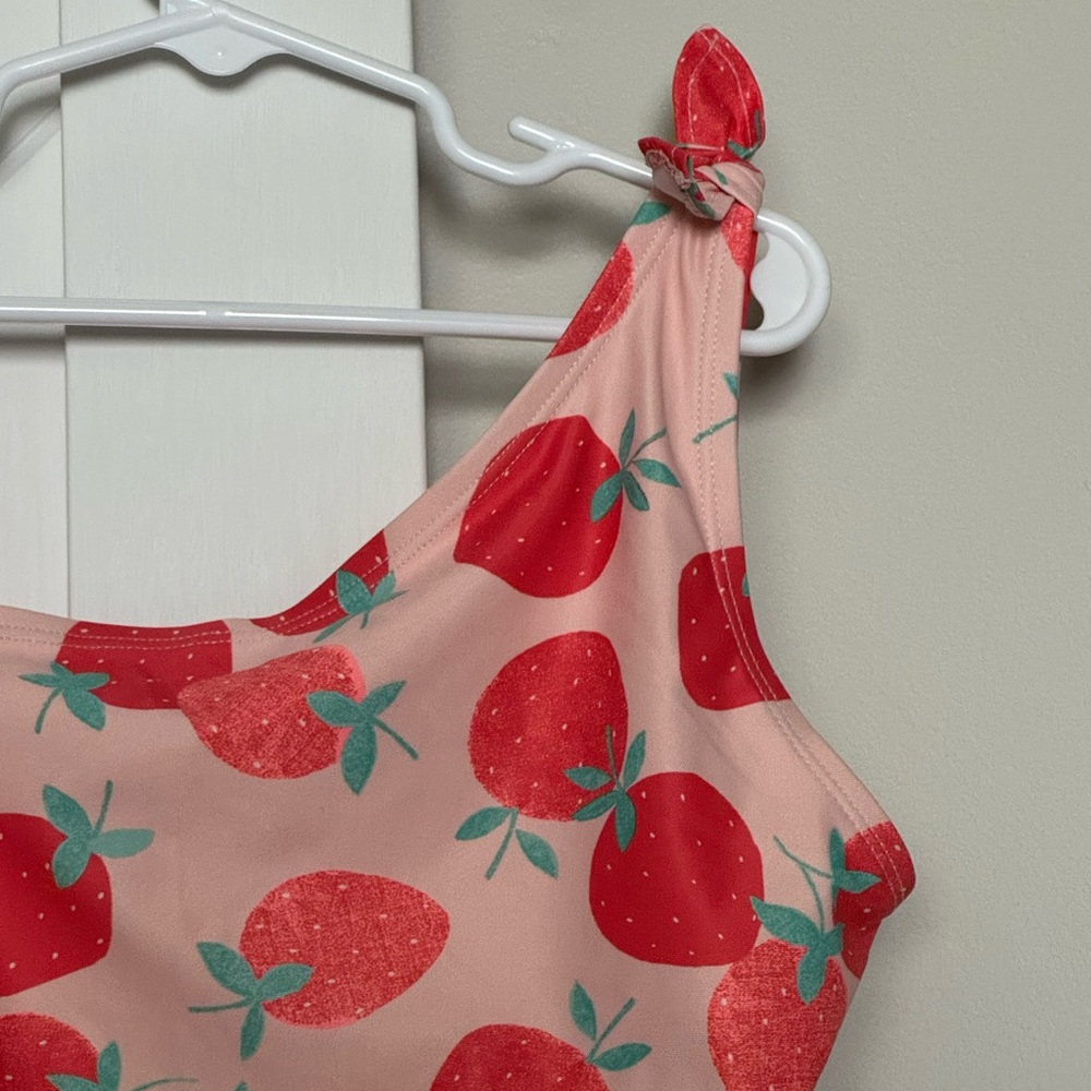 GAP Kids Strawberry Print One Piece Swimsuit XL Pink Red Cute Summer - Picture 3 of 6